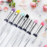 MASSA-Pinceau de maquillage portable en silicone transparent avec capuchon-Pinceau à sourcils de taille voyage-Pinceau à lèvres transparent coudé-Outils cosmétiques