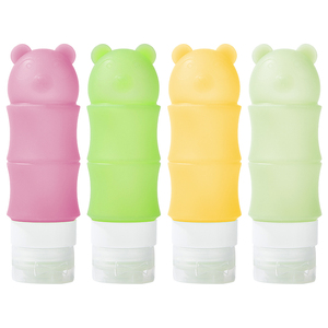 Kelutd Cute Panda Design BPA Free Food Grade Silicone Travel Dispensing Bottle 86ml Dishwasher Safe Flexible Reusable Push-<b>Pull</b> - Product Image 1