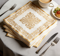 Serviettes en papier jetables de luxe style européen avec feuille d'or, serviettes de table jetables épaissies en feuille d'or européenne