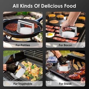 Accessoires de barbecue : Presse à burgers avec spatule de cuisson et racloir, couvercle de badigeonnage, kit de presse à smash burgers - Product Image 5