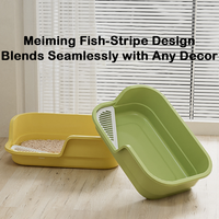 Bac à litière pour chaton avec rampe d'entraînement Mini toilette pour chat en plastique couverte et pelle gratuite comprenant un désodorisant