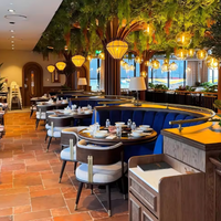 Moderne Luxus-Restaurantmöbel Halbkreisförmige Restaurant-Sitzbank mit Rundem Tisch Maßgefertigt für Chinesische Restaurants und Hotels