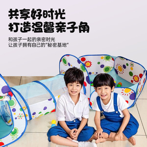 Carpa Túnel Plegable 3 en 1 para Niños con Cancha de Baloncesto, Diseño Azul Sol, Montaje Rápido para Uso Interior y Exterior - Product Image 4