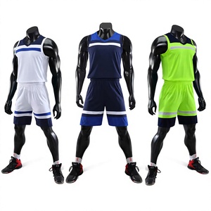 Ensemble de maillots de basket-ball personnalisés pour hommes, sans manches, col en V, évacuation de l'humidité, 100% polyester, impression par transfert thermique, 120g, toutes saisons - Product Image 1