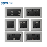 Prise murale moderne en acier inoxydable brossé, durable, 20A, compatible 220-240V, durée de vie de 50 000 cycles