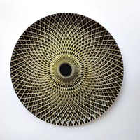 Assiette de service décorative en verre électroplaqué multicolore de style européen, motif quadrillé, 33 cm (13 pouces), pour 1 personne. Restaurant Hôtel