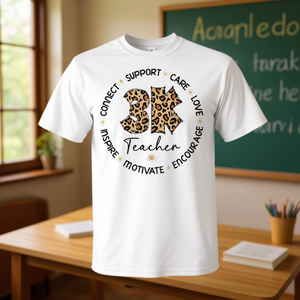 T-shirt Leopard 3K pour enseignants pour la semaine de la reconnaissance des enseignants et la rentrée scolaire - Product Image 1