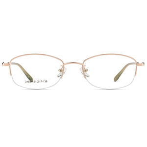 Elegantes gafas de mujer con media montura ovalada, 51-17-138, lentes acrílicas anti UV, origen Danyang - Product Image 1