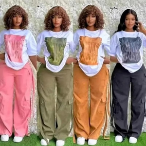 T-shirt Casual da <span class=keywords><strong>donna</strong></span> in 2 pezzi <span class=keywords><strong>e</strong></span> Set di <span class=keywords><strong>pantaloni</strong></span> comodi con <span class=keywords><strong>pantaloni</strong></span> per vestirsi ogni giorno ai clienti all'ingrosso - Product Image 2