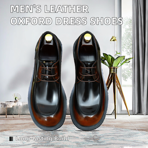 Zapatos Oxford Clásicos de Vestir para Hombre, de Cuero Vacuno, Punta Redonda, para Bodas y Trajes, Estilo Casual con Cierre de Cordones - Product Image 2