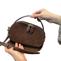 Petit sac fourre-tout bandoulière pour femme, nouvelle collection 2025, en cuir véritable souple avec fermeture éclair, style rétro européen, sac à main polyvalent vintage