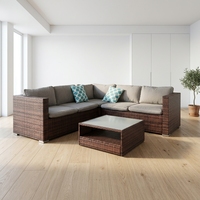 Ensemble de canapé et table basse en rotin pour l'extérieur, ODM OEM, pour patios et balcons, meubles en rotin avec coussins imperméables