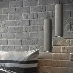 Цилиндрическая люстра из цемента терраццо для кафе-бара, ресторана, прикроватная лампа, промышленное освещение, Подвесная лампа, винтажная