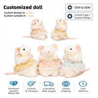 Peluche personnalisée en forme de souris, super douce, avec broderie, cadeau d'anniversaire pour enfants, anti-stress, coton PP