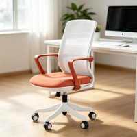 Chaise de bureau ergonomique moderne à dossier haut en maille avec base en acier inoxydable, pivotante à 360° et réglable en hauteur
