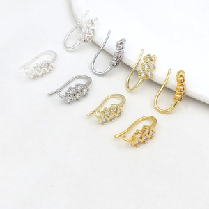 U Shaped Diamond Set Ear <b>Hooks</b> 18k Gold Plated Silver Jewelry Findings DIY <b>Earrings</b> Components For Crafting Accessories - Product Image 4