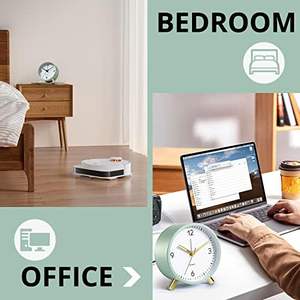 Horloge de table de bureau rétro silencieuse de 4 pouces, vente chaude <span class=keywords><strong>2023</strong></span>, horloge analogique à quartz sans tic-tac, avec lumière nocturne - Product Image 3