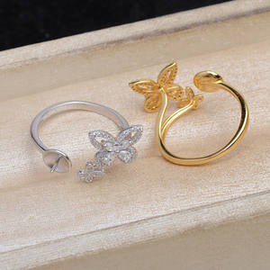 925 Silver DIY Accessories Open Ring Stand & Butterfly Rings Semi Finished 8-10 <b>Loose</b> <b>Pearls</b> Jewelry 5877 - Product Image 3