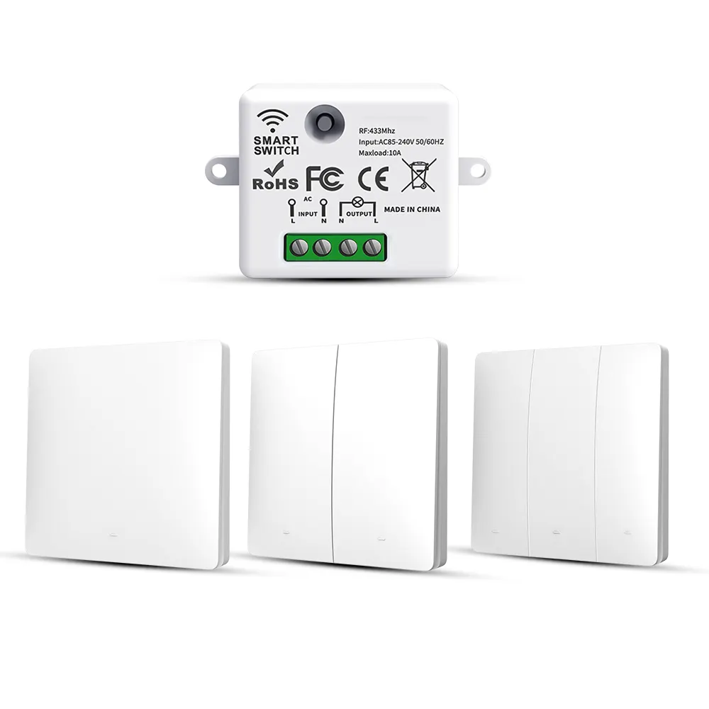 Supply Wireless Remote Control Wall Light Switch Outdoor Waterproof Push Button Switch Panel 2 Way Kinetic Energy Power Switch