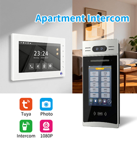 1V4 Kabelgebundenes <span class=keywords><strong>Video</strong></span>-Türsprechanlage-System für Wohnungen mit 7-Zoll-<span class=keywords><strong>Monitor</strong></span> und Tuya Smart <span class=keywords><strong>Video</strong></span>-Gegensprechanlage - Product Image 2
