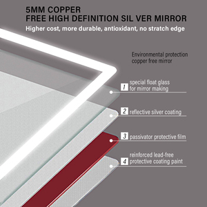 Chống sương mù nhà vệ sinh trang trí nội thất khung nhôm Frameless khách sạn tường treo ánh sáng Sticker Led hình chữ nhật vuông tắm gương trong phòng tắm - Product Image 5