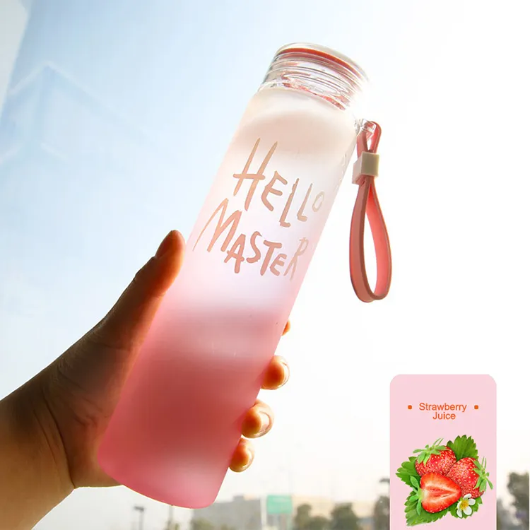 High Quality Custom Letter Glass Water Cup Colorful Frosted Glass Water Bottle