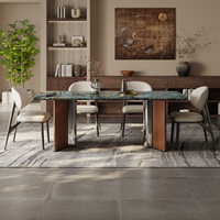 Ensemble de table et chaises de salle à manger carrées en marbre et pierre de cristal de luxe moderne italien haut de gamme pour la maison, l'hôtel et l'appartement