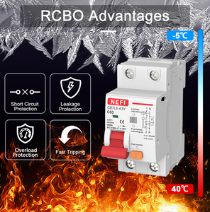 CB7LE-63Y 63A แบบเฟสเดียวขนาดเล็กวงจรเบรกเกอร์ <span class=keywords><strong>elcb</strong></span> RCBO Slim DPN 61009 1S ได้รับการป้องกันโดย63Y พลาสติกทองแดง DL DPN - Product Image 3