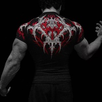 T-shirt de compression pour homme Xiangyu, imprimé gothique, polyester et élasthanne, 180 g/m², 220 g/m², pour la musculation, la gym et le fitness