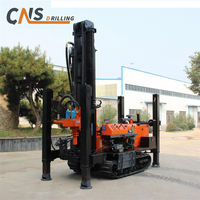 Foreuse de puits sur chenilles pour carottage de forage, profondeur 180m, moteur diesel, pompe, diamètre de forage 105-254mm, compresseur d'air