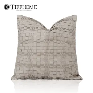 Tiff Home New Innovation 45*45cm Organic Gray Imitation Leather Classicism Car Sofa Bed Cushion Cover