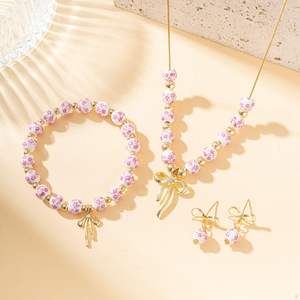 Pulsera de Porcelana Azul y Blanca para Mujer, Estilo Choker con Cuentas y Lazo, Joyería de Cerámica China, Set de Regalo Vintage, Dropshipping Shopify - Product Image 3