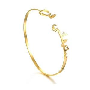 <strong>Customized</strong> Name Letter <strong>Cuff</strong> <strong>Bracelet</strong> Waterproof Opening PVD18k Gold-plated Stainless Steel <strong>Bracelet</strong> <strong>Bracelet</strong> Jewelry for Women - Product Image 4