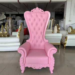 高級 新郎新婦 ハイバック ウェディングデコレーション キングチェア ピンク ロイヤル 玉座チェア - Product Image 3