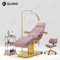 Table de massage électrique moderne pour salon de beauté, lit de luxe avec base dorée réglable, lit de spa médical et cosmétique