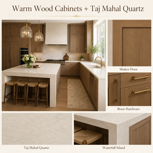 Armoires de <span class=keywords><strong>cuisine</strong></span> sur mesure avec comptoir en quartz Taj Mahal, grand îlot <span class=keywords><strong>pour</strong></span> projet de villa ou d'appartement - Product Image 4