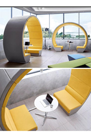 Ensemble de canapé de réunion en cuir moderne en forme de C avec canapé-lit rond pour zones de réception à domicile/bureau cadre en métal