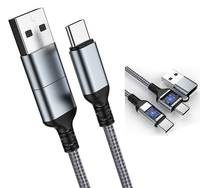 Chargeur rapide 2 en 1 65W PD USB C vers USB Type C et USB-A Câble de charge rapide 0.5M 1M 1.2M 1.8M 2M 3M