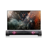 Barra de Sonido RGB con Cable, Alimentada por USB, Diseño de Plástico y Metal, con Conector para Auriculares y Micrófono, para Monitores Anchos, Altavoces para Juegos de PC