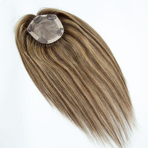 ท็อปเปอร์ผมแท้แบบไหม ขนาด 5x5 นิ้ว ขอบ PU สีน้ำตาลไล่เฉด  ผมยุโรปแท้ - Product Image 6