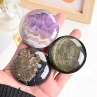 Pierre de massage ovale polie en améthyste et pierre de savon dorée, cristal volcanique naturel, pour Feng Shui et décoration intérieure