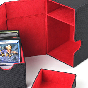 Minimalist PU Leather Card Holder Magnetic Closure Black with Red Trim for Credit Card Storage - Product Image 6