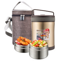 Thermos en acier inoxydable de 1,7 L, boîte à lunch isotherme pour enfants, avec poignée, triple compartiment, 3 compartiments, sans BPA