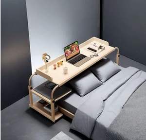 Station de travail mobile réglable en bois <span class=keywords><strong>sur</strong></span> le <span class=keywords><strong>lit</strong></span> <span class=keywords><strong>Table</strong></span> d'ordinateur portable de bureau double avec roues de <span class=keywords><strong>lit</strong></span> à cheval <span class=keywords><strong>pour</strong></span> les soins infirmiers et le travail - Product Image 4