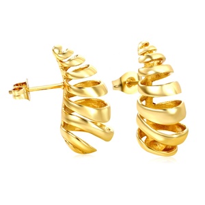 ต่างหูครึ่งวงกลมแบบหนา ดีไซน์ใหม่ วัสดุสแตนเลสชุบทอง 18k ป้องกันการแพ้ รูปทรงหยดน้ำ น้ำหนักเบา - Product Image 6