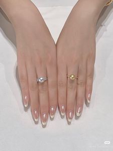 Uñas Postizas de Cristal con Efecto Ojo de Gato, Color Verde a Rosa con Cambio Aurora y Acabado Magnético Aterciopelado, Arte de Uñas de Fantasía - Product Image 2