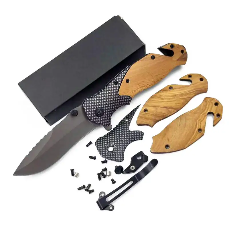 Olive Wood Blades Outdoor Camping Survival Tactical Knife Hunting Handle X50 Folding Blade Knife Wooden Handle Knives