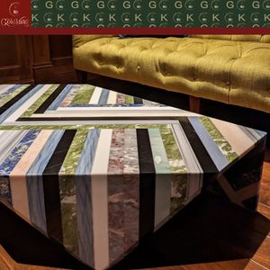 <span class=keywords><strong>Table</strong></span> <span class=keywords><strong>basse</strong></span> <span class=keywords><strong>en</strong></span> marbre GOLDKING, patchwork coloré rayé pour salon, pierre naturelle polie sur mesure, design géométrique moderne - Product Image 4