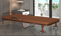 Lit d'appoint pliant en métal robuste avec roulettes, dossier réglable, noir, Uetco, gain de place, moderne, pour hôtel