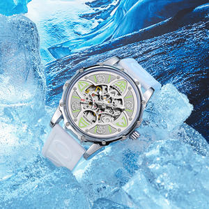 ONOLA 3833 Men's Luxury Fashion <b>Watch</b> Quartz Movement Skeleton Design Stainless Steel <b>Leather</b> Luminous 22mm Width Glass Dial - Product Image 5